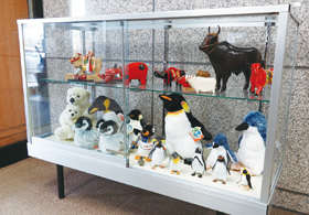 玄関脇ガラスケースの展示物